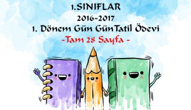 2016-2017 1. Sınıf 1. Dönem Gün Gün Tatil Ödevi