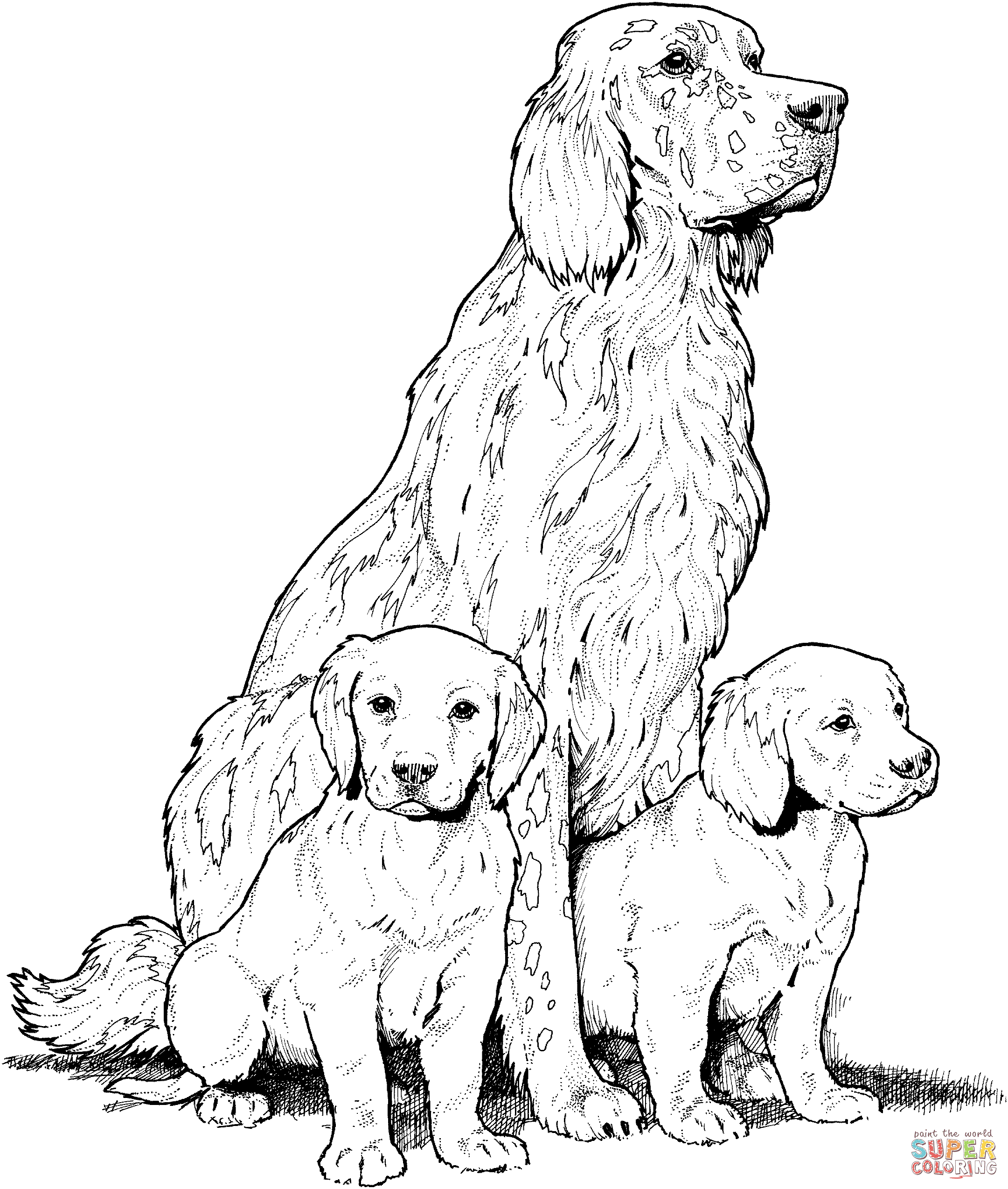 Labrador-With-Puppies-Coloring-Page