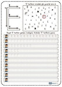 thumbnail of e sesi büyük harf yazma dik temel harf