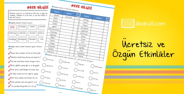 3. Sınıf Türkçe Hece Bilgisi Etkinlik Kağıdı