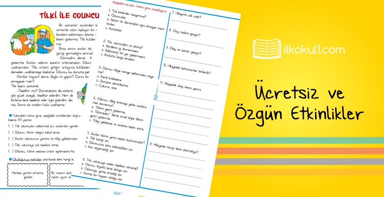 Tilki ile Oduncu Okuma Anlama Metni