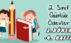 2. Sınıf Günlük Ödevler -2. Dönem 4. Hafta