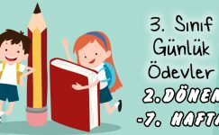 3. Sınıf Günlük Ödevler -2. Dönem 7. Hafta-