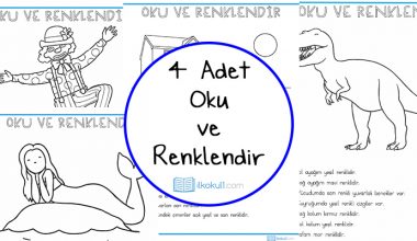 4 Adet Özgün Oku ve Renklendir Çalışması