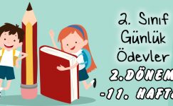 2. Sınıf Günlük Ödevler -2. Dönem 11. Hafta-