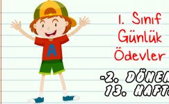 -2018- 1. Sınıf Günlük Ödevler -2. Dönem 13. Hafta-