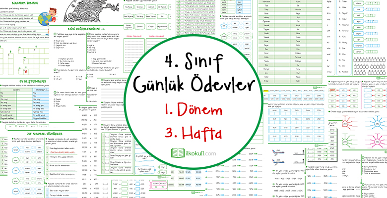 4. Sınıf Günlük Ödevler 1. Dönem 3. Hafta