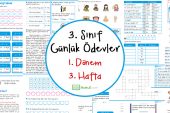 2019-2020 3. Sınıf Günlük Ödevler 1. Dönem 3. Hafta