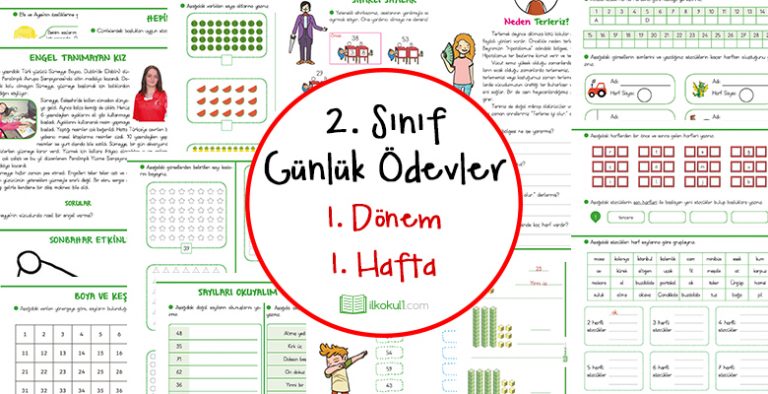 2019-2020 2. Sınıf Günlük Ödevler 1. Dönem 1. Hafta