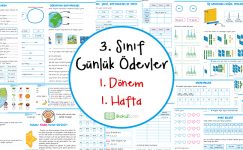 2019-2020 3. Sınıf Günlük Ödevler 1. Dönem 1. Hafta