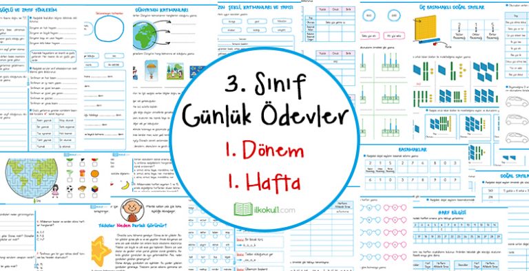 2019-2020 3. Sınıf Günlük Ödevler 1. Dönem 1. Hafta