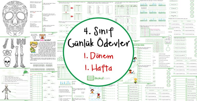 2019-2020 4. Sınıf Günlük Ödevler 1. Dönem 1. Hafta