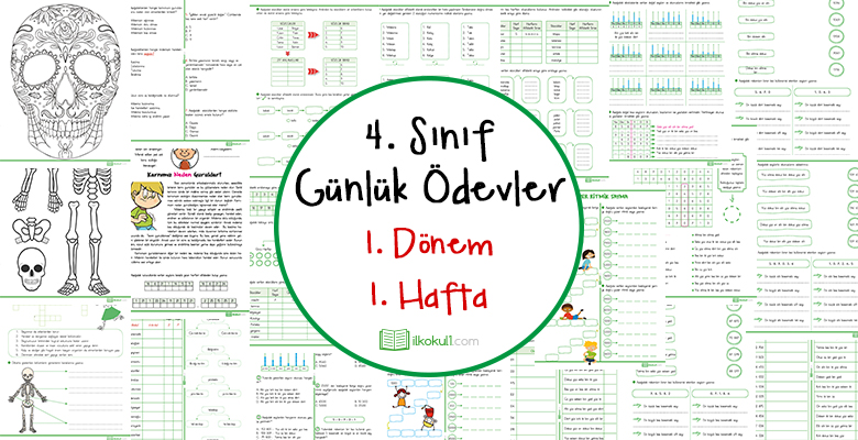 2019-2020 4. Sınıf Günlük Ödevler 1. Dönem 1. Hafta
