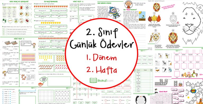 2019-2020 2. Sınıf Günlük Ödevler 1. Dönem 2. Hafta