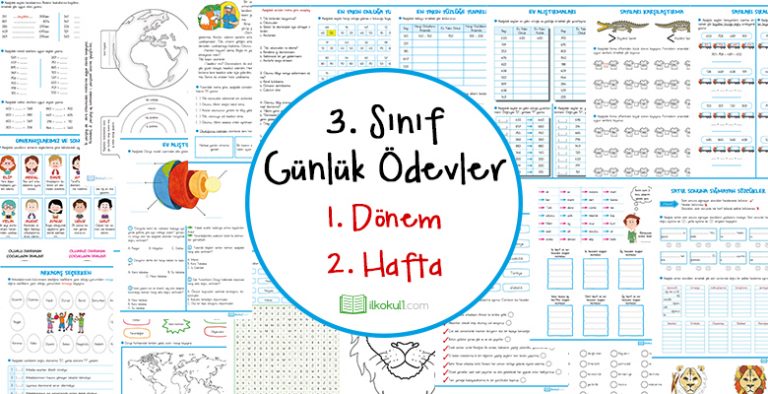 3. Sınıf Günlük Ödevler 1. Dönem 2. Hafta