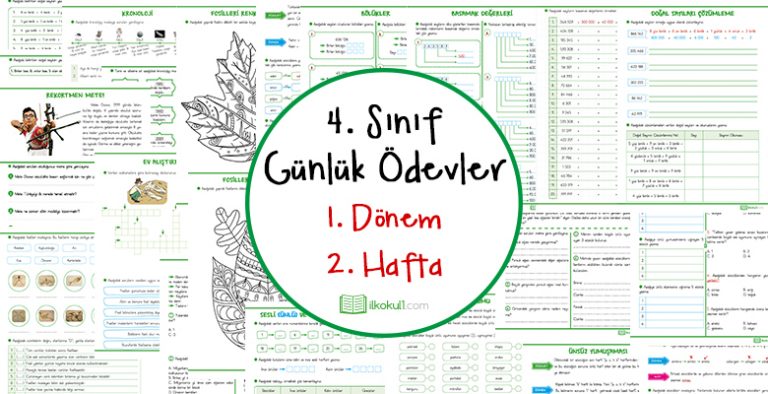 4. Sınıf Günlük Ödevler 1. Dönem 2. Hafta