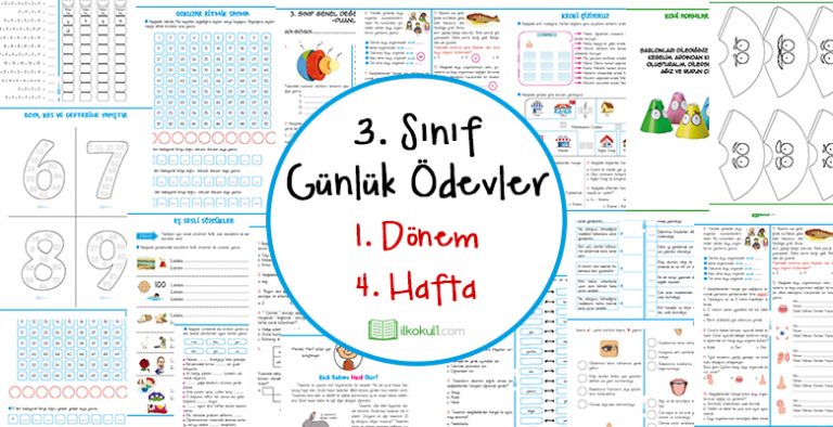 3. Sınıf Günlük Ödevler 1. Dönem 4. Hafta