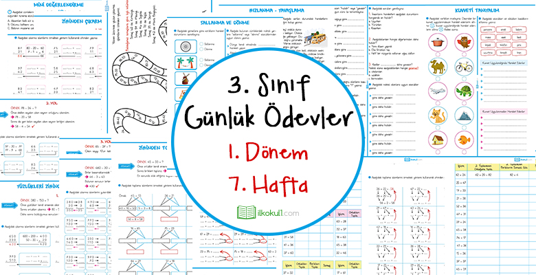 3. Sınıf Günlük Ödevler 1. Dönem 7. Hafta