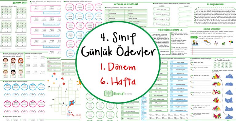 4. Sınıf Günlük Ödevler 1. Dönem 6. Hafta