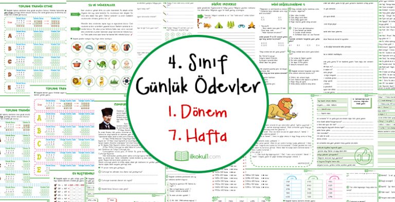 4. Sınıf Günlük Ödevler 1. Dönem 7. Hafta