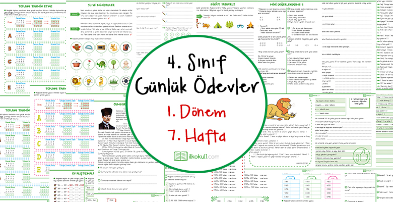 4. Sınıf Günlük Ödevler 1. Dönem 7. Hafta