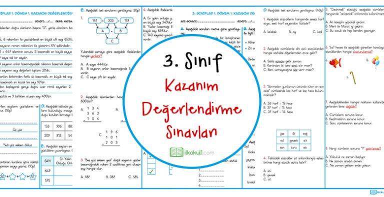 3. Sınıflar Kazanım Değerlendirme Sınavı 3. Sınıflar Kazanım Değerlendirme Sınavı