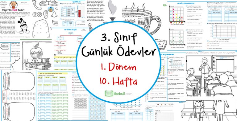 3. Sınıf Günlük Ödevler 1. Dönem 10. Hafta