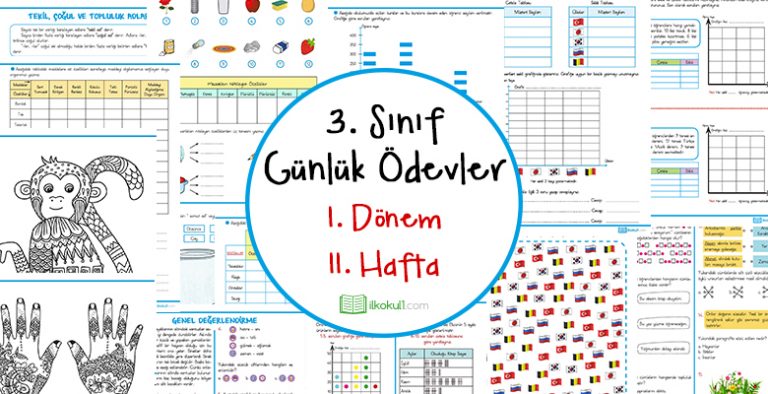 3. Sınıf Günlük Ödevler 1. Dönem 11. Hafta
