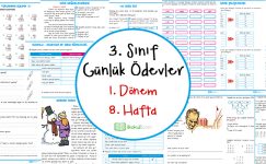 3. Sınıf Günlük Ödevler 1. Dönem 8. Hafta