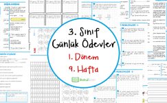 3. Sınıf Günlük Ödevler 1. Dönem 9. Hafta