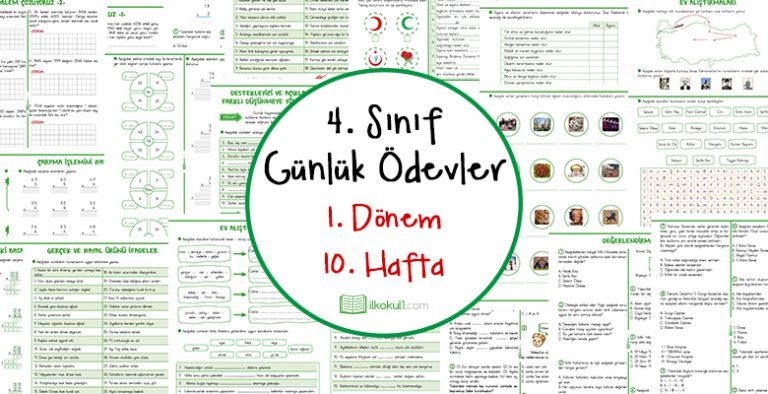 4. Sınıf Günlük Ödevler 1. Dönem 10. Hafta