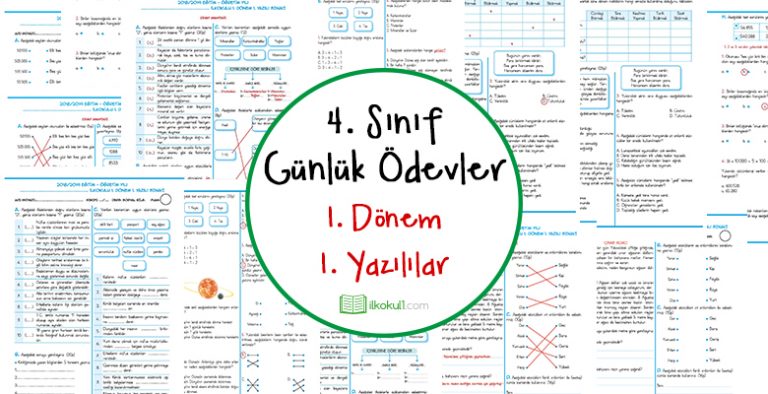 4. Sınıf Günlük Ödevler 1. Dönem 1. Yazılı Sınavlar 4. Sınıf Günlük Ödevler 1. Dönem 1. Yazılı Sınavlar