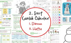 2018-2019 2. Sınıf Günlük Ödevler 1. Dönem 11. Hafta