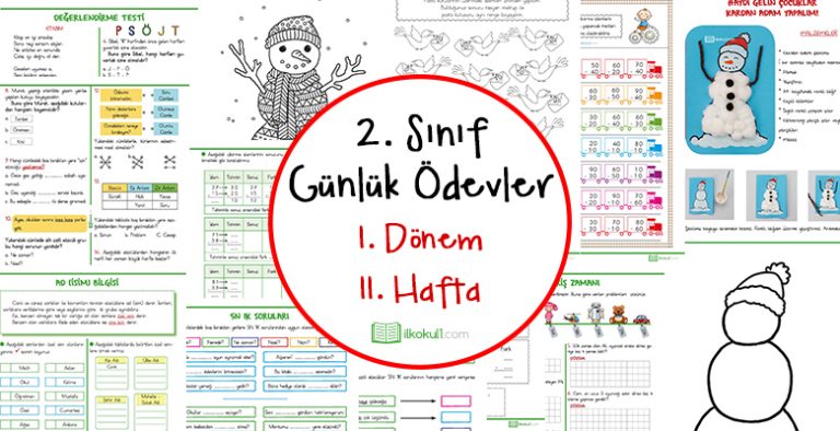 2018-2019 2. Sınıf Günlük Ödevler 1. Dönem 11. Hafta