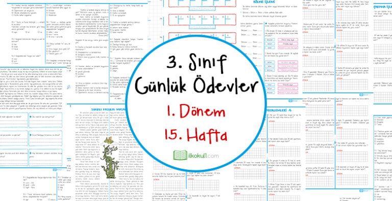 3 Sinif Gunluk Odevler 1 Donem 15 Hafta