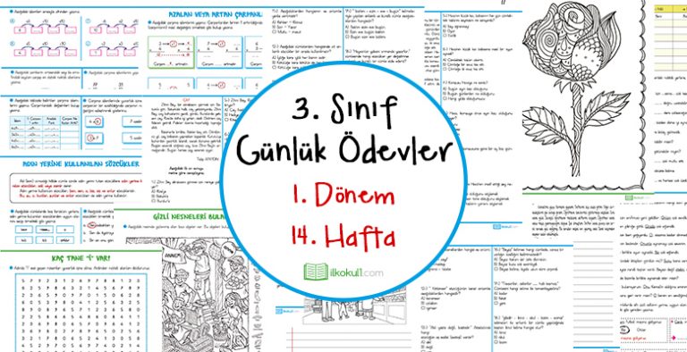 3. Sınıf Günlük Ödevler 1. Dönem 14. Hafta