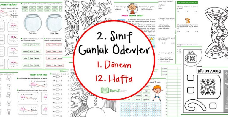 2. Sınıf Günlük Ödevler 1. Dönem 12. Hafta