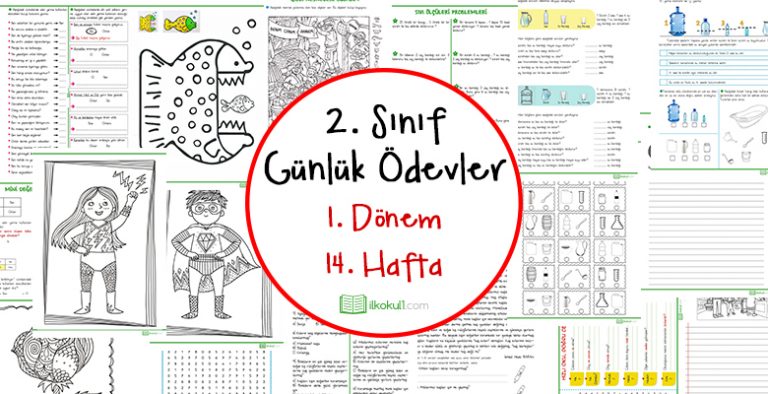 2. Sınıf Günlük Ödevler 1. Dönem 14. Hafta