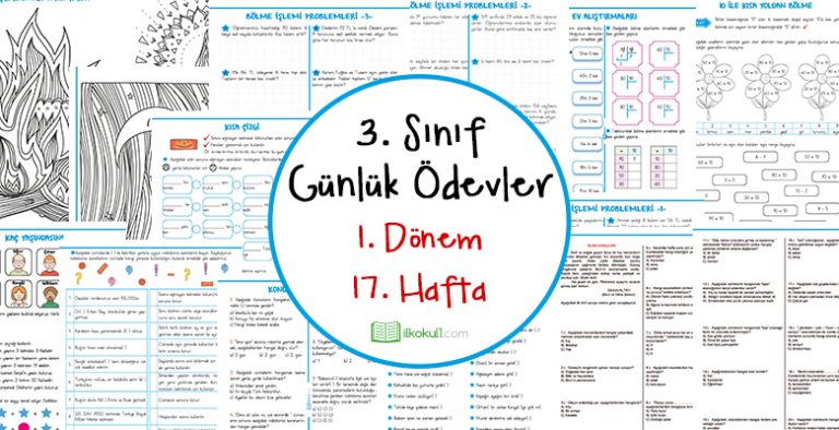 3. Sınıf Günlük Ödevler 1. Dönem 17. Hafta