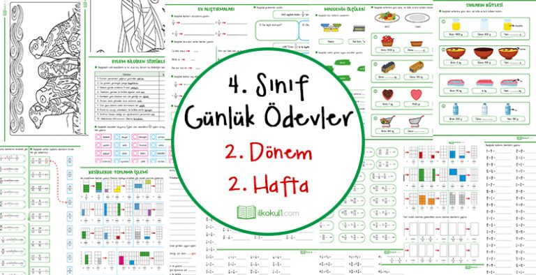 4. Sınıf Günlük Ödevler 2. Dönem 2. Hafta