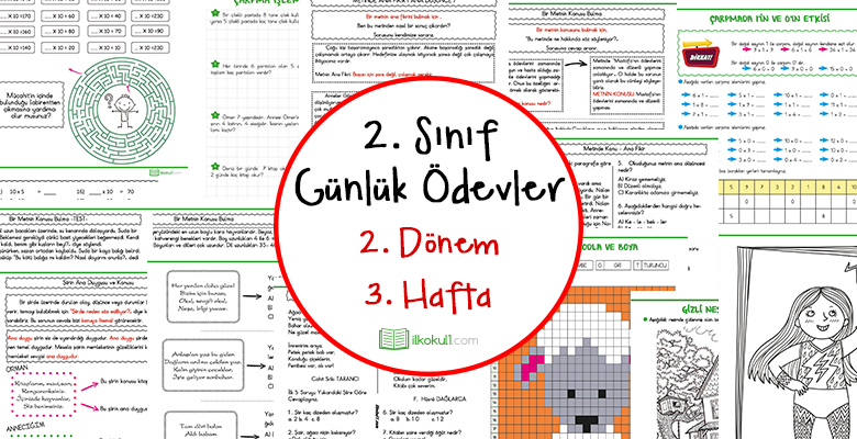 2. Sınıf Günlük Ödevler 2. Dönem 3. Hafta