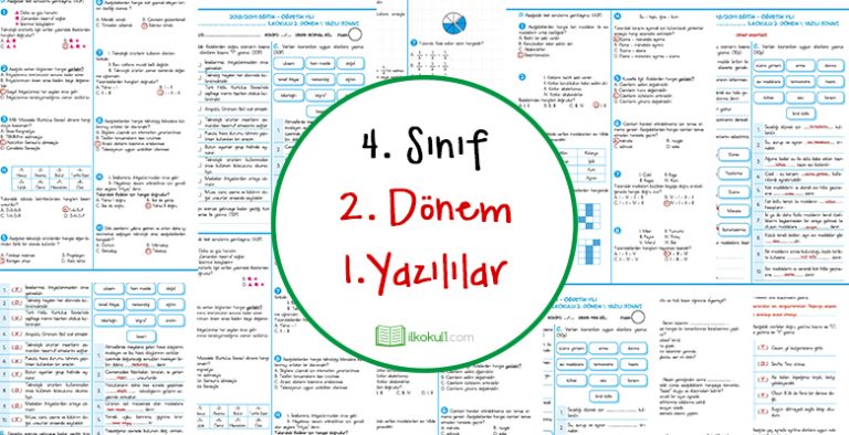 4. Sınıflar 2. Dönem 1. Yazılı Sınavlar ve Cevap Anahtarları