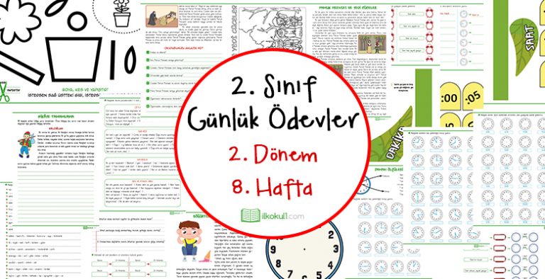 2. Sınıf Günlük Ödevler 2. Dönem 8. Hafta