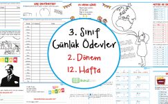 2018-2019 3. Sınıf Günlük Ödevler 2. Dönem 12. Hafta