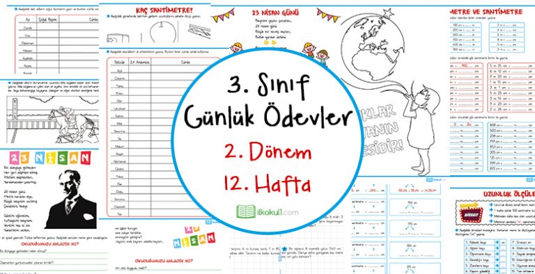 2018-2019 3. Sınıf Günlük Ödevler 2. Dönem 12. Hafta