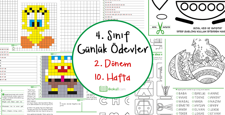 2018-2019 4. Sınıf Günlük Ödevler 2. Dönem 10. Hafta