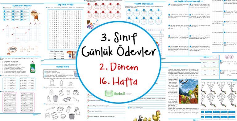 2018-2019 3. Sınıf Günlük Ödevler 2. Dönem 16. Hafta
