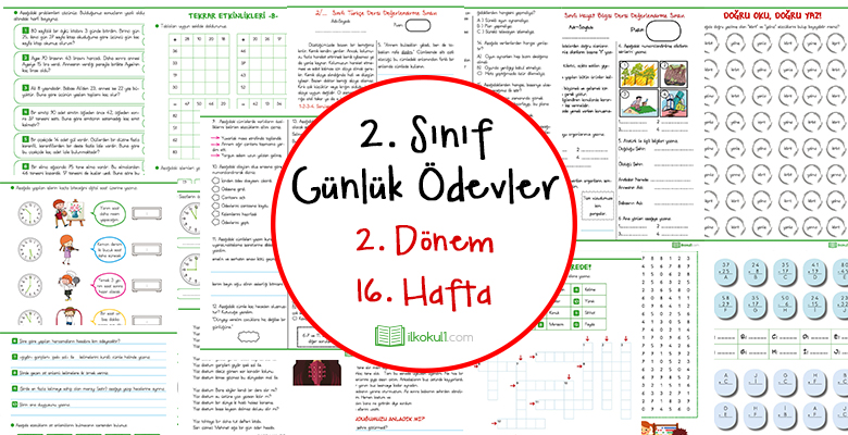 2018-2019 2. Sınıf Günlük Ödevler 2. Dönem 16. Hafta