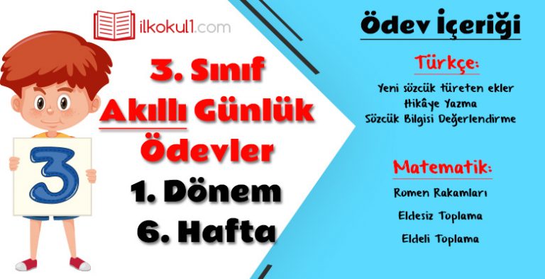 3. Sınıf Günlük Ödevler 1. Dönem 6. Hafta