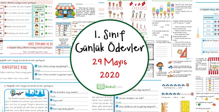 1. Sınıf Günlük Ödevler -29 Mayıs 2020-